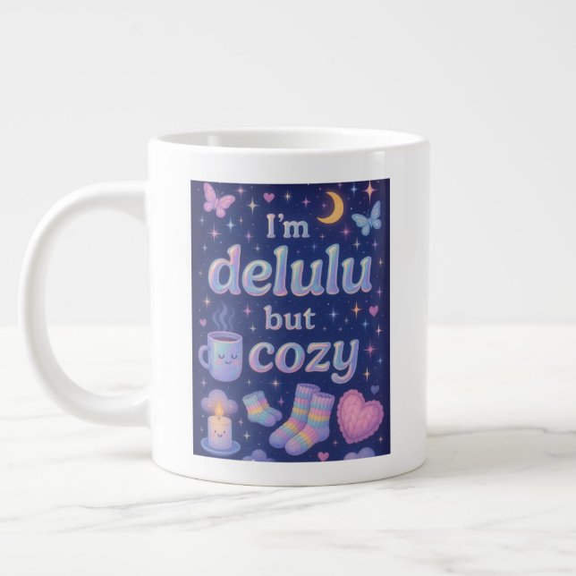 Taza De Café Gigante Soy delulu, pero acogedor (Izquierda)