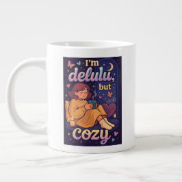 Taza De Café Gigante Soy delulu, pero acogedor 2