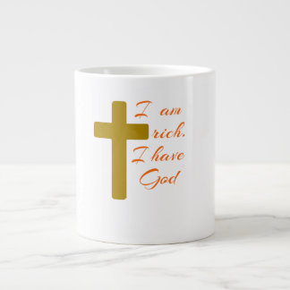 TAZA DE CAFÉ GIGANTE SOY RICO. TENGO DIOS.