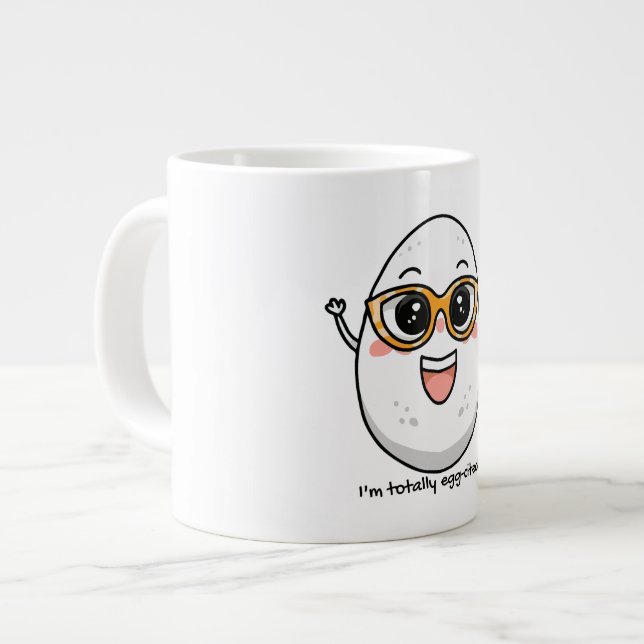 Taza De Café Gigante Soy totalmente alegre de huevos con gafas de huevo (Izquierda)