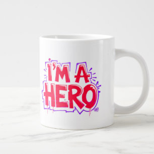 Taza De Café Gigante Soy un héroe Grafiti Negrita Neón Declaración de A