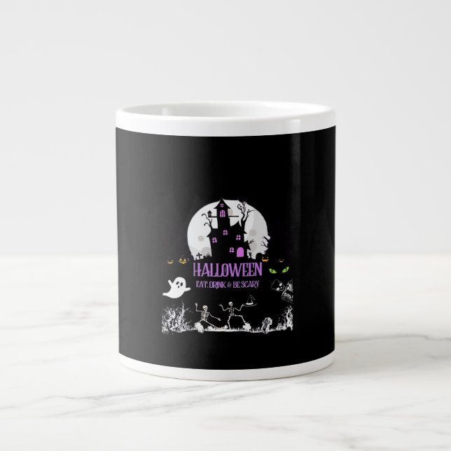 Taza De Café Gigante Spooky Halloween Eat Drink And Be Scary Classic (Frente)