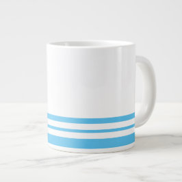 Taza De Café Gigante Sporty Sky Blue White Twin audaz Bandas de Carrera