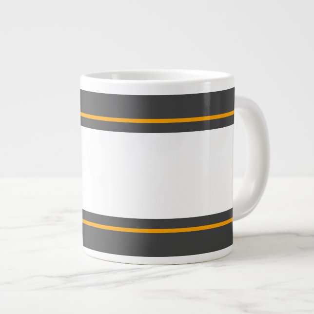 Taza De Café Gigante Sporty Wide White Naranja Rayos de Carreras gris o (Derecha)