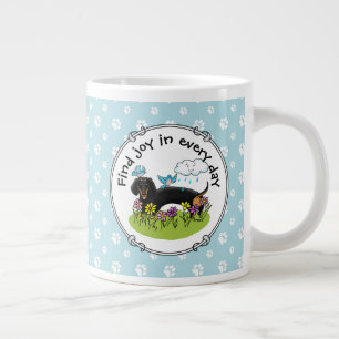 Taza De Café Gigante Spring Dachshund Dog Dachsie (negro y marrón) Cute