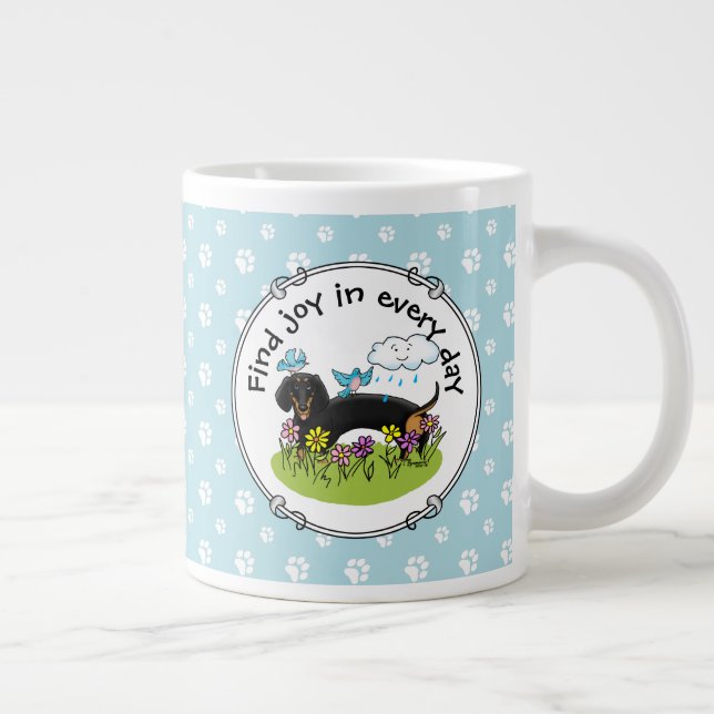 Taza De Café Gigante Spring Dachshund Dog Dachsie (negro y marrón) Cute (Derecha)