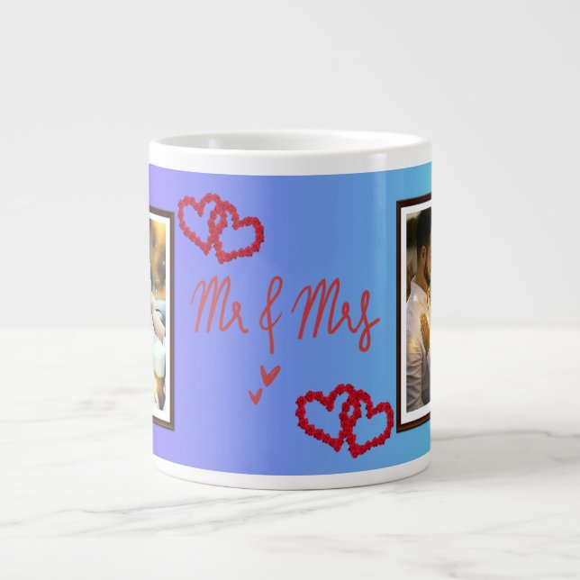 Taza De Café Gigante Sr. y Sra. boda, aniversario, regalo personalizado (Frente)