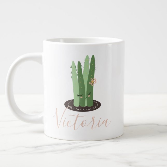 Taza De Café Gigante Stapelia Cactus Doodle Name Giant Coffee Mug (Izquierda)