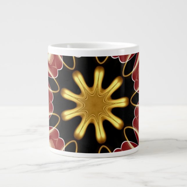 Taza De Café Gigante Starburst Jumbo | Deep Crimson & Gold Luxury Abstr (Frente)