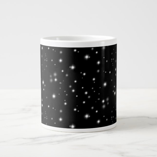 Taza De Café Gigante Starlight Sparkles Black and White Stars (Frente)