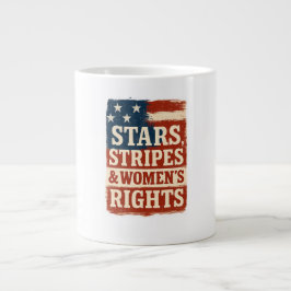 Taza De Café Gigante Stars, Stripes & Women’s Rights Distressed Flag