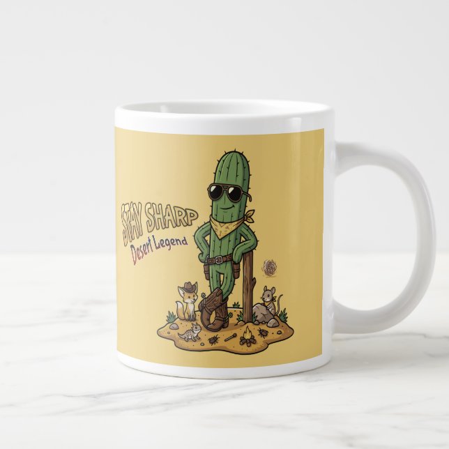 Taza De Café Gigante Stay Sharp Desert Legend Cowboy Cactus Illustratio (Derecha)