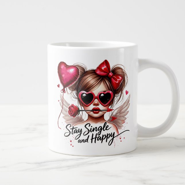Taza De Café Gigante Stay Single & Happy (Derecha)