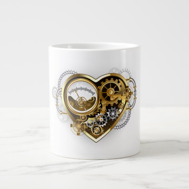 Taza De Café Gigante Steampunk Heart with a Manometer (Frente)