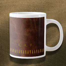 Taza De Café Gigante Stitched Leather Style Personalized Scholar Mug