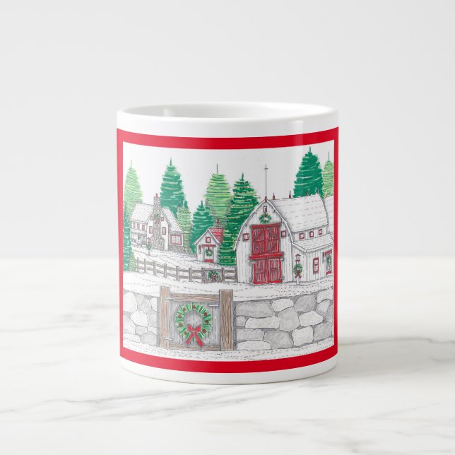 Taza De Café Gigante Stonewall Christmas Farm Jumbo Coffee Mug (Frente)