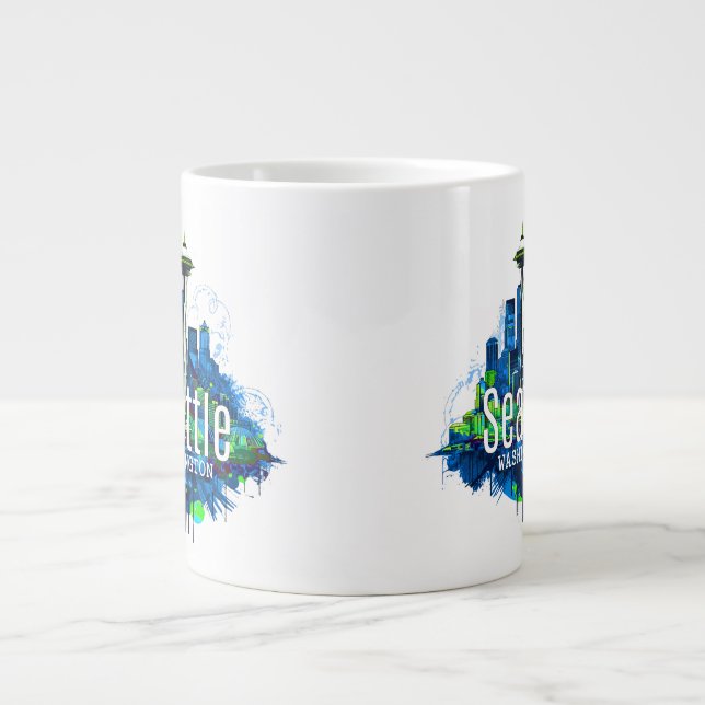 Taza De Café Gigante Stroke de la línea aérea de Seattle (Frente)