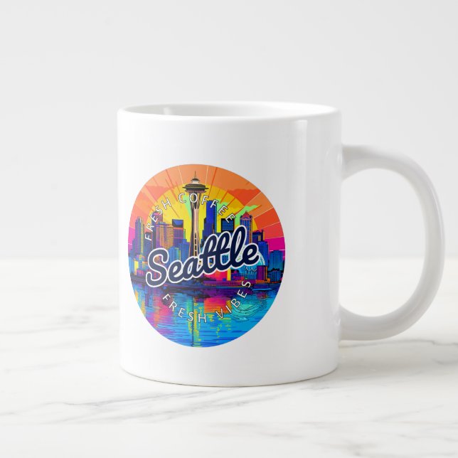 Taza De Café Gigante Stroke de la línea aérea de Seattle (Derecha)