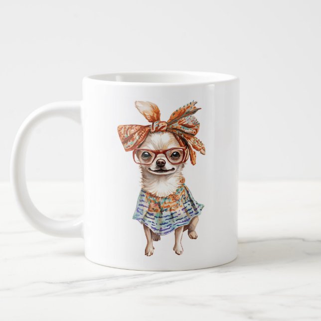 Taza De Café Gigante Stylish Chihuahua moms dogs lovers  (Izquierda)