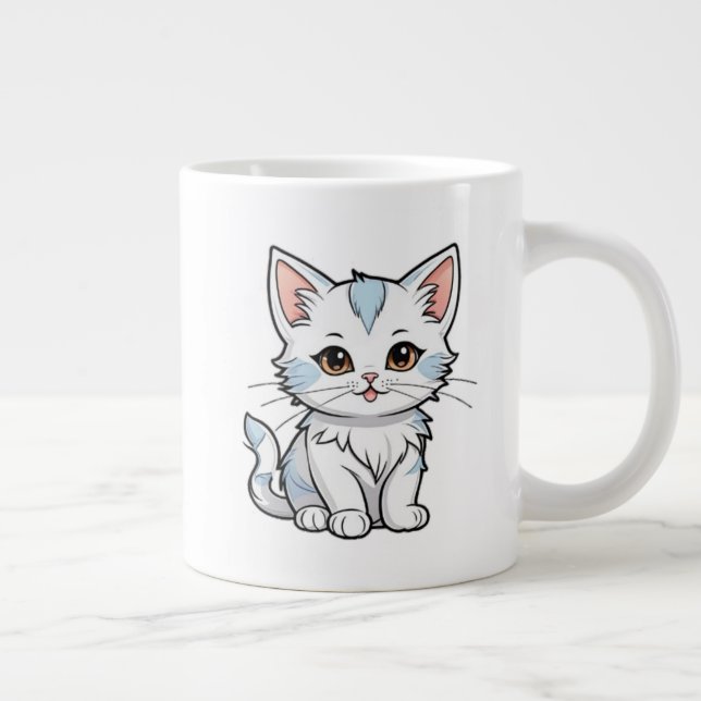 Taza De Café Gigante Stylized Cat Cartoon Line Art Design-52316 (Derecha)