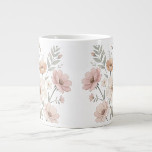 Taza De Café Gigante Suave Bouquet de Anémona Aquarela Suavidad