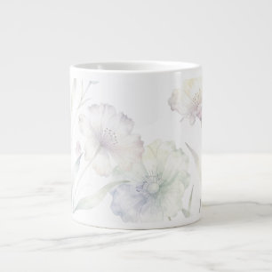 Taza De Café Gigante Suaves flores silvestres pastel acuarela gracia
