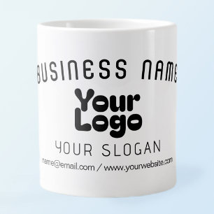 Taza De Café Gigante Subir logotipo retro-moderno blanco y negro (edita