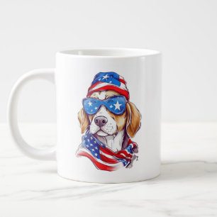 Taza De Café Gigante Sublimación de perro del 4 de julio-66361