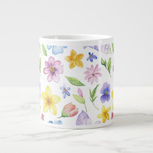 Taza De Café Gigante Sublimación del patrón floral de flores-95651