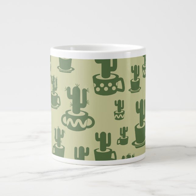 Taza De Café Gigante Succulent cactus silhouette in cups and pots (Frente)