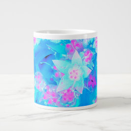 Taza De Café Gigante Suculento sedum subacuático azul y rosa caliente