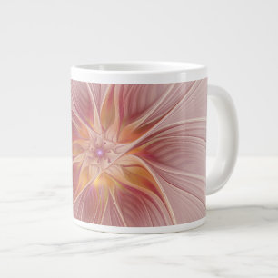 Taza De Café Gigante Sueño floral abstracto de fractal de arte suave ro