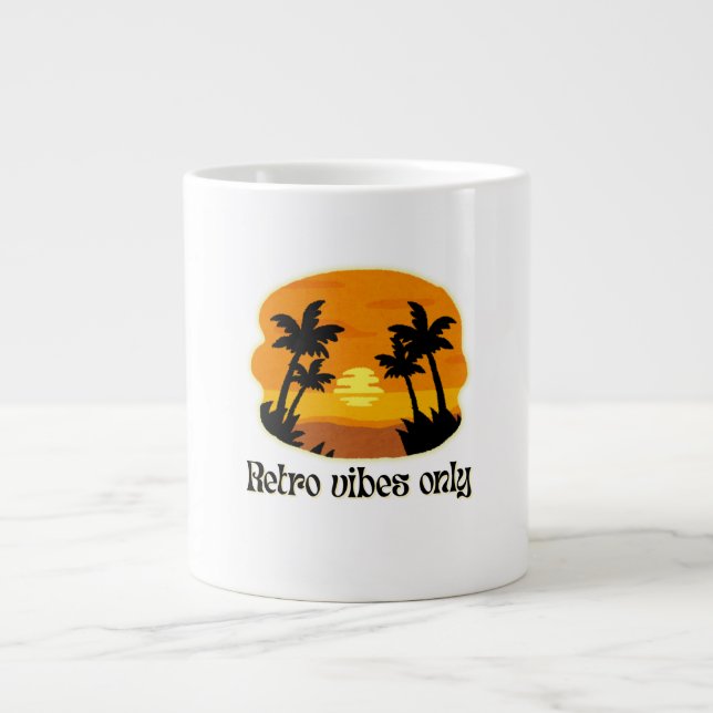 Taza De Café Gigante Sueños de atardecer retro (Frente)