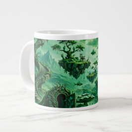 Taza De Café Gigante Sueños Esmeralda Paisaje Surrealista Tonos de Verd