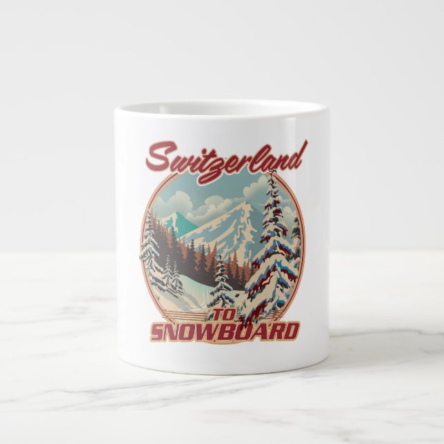 Taza De Café Gigante Suiza a Snowboard (Frente)
