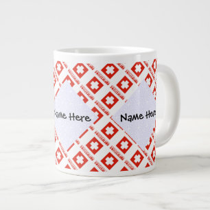 Taza De Café Gigante Suiza Bandera Suiza Mosaico Personalizado