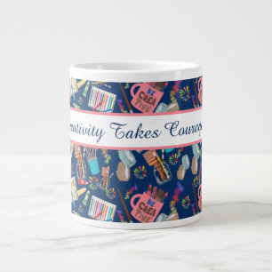 Taza De Café Gigante Suministros de arte coloridos Patrón creativo para
