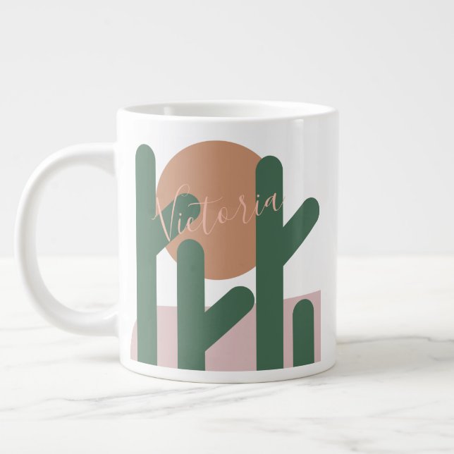 Taza De Café Gigante Summer Cactus Desert Sunset Name Coffee Mug (Izquierda)