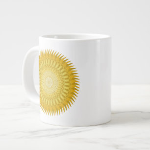 Taza De Café Gigante Sun Mandala en amarillo