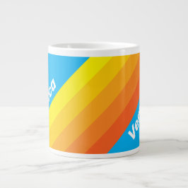 Taza De Café Gigante Sunburst Sea Stripes with Name