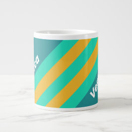 Taza De Café Gigante Sunlit Seas Stripes with Name