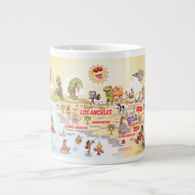 Taza De Café Gigante Sunny California Beach Paradise Jumbo Mug (Frente)