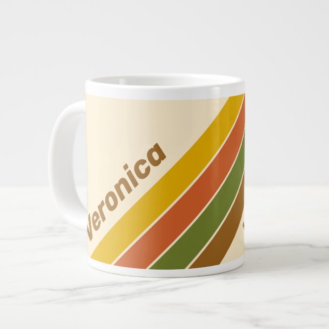 Taza De Café Gigante Sunrise Clover Stripes with Name (Izquierda)