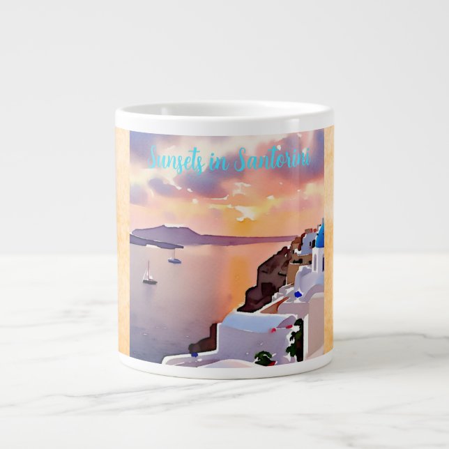 Taza De Café Gigante Sunsets en Santorini (Frente)