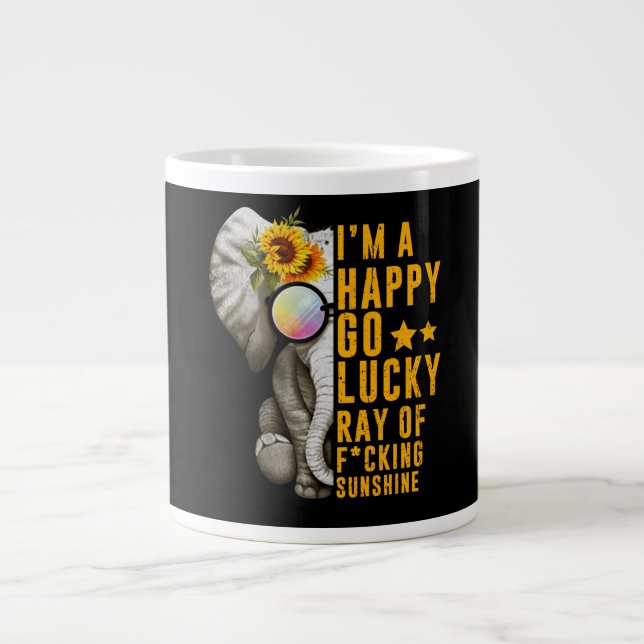 Taza De Café Gigante Sunshine Sunflower Positive Quote Elephant (Frente)