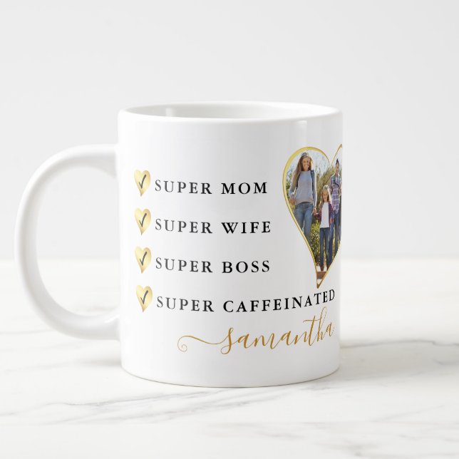 Taza De Café Gigante Super Mamá esposa Boss Foto del Día de la Madre (Izquierda)