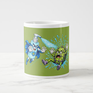 Taza De Café Gigante Super Sanitizer vs. Germ Monster