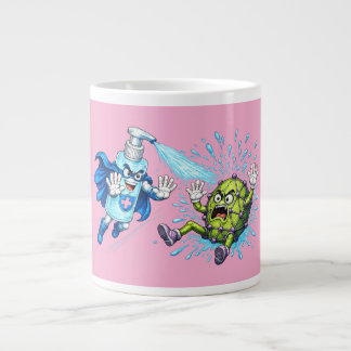 Taza De Café Gigante Super Sanitizer vs. Germ Monster