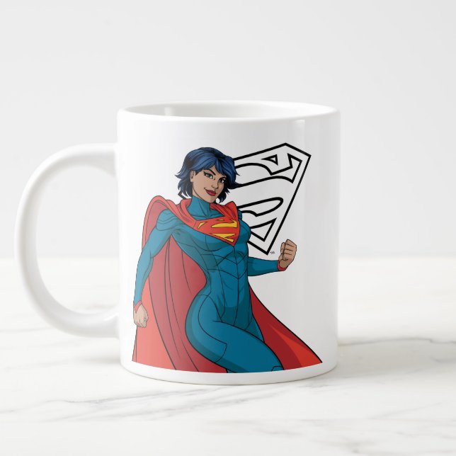 Taza De Café Gigante Supergirl abusando de un traje azul (Izquierda)