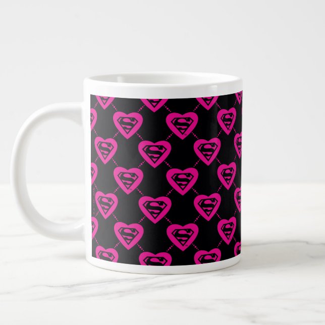 Taza De Café Gigante Supergirl Hearts Diagonal Pattern (Izquierda)